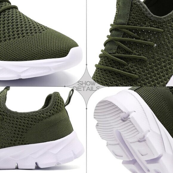 ⚡Mens Green/White Running Fashion Tennis Walking Lightweight Athletic Sneakers - Picture 4 of 7